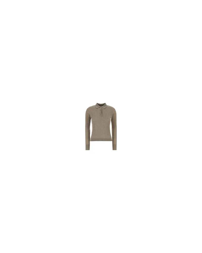 Max Mara 2611361058600 004 Marrone Chiaro Exterior: Cashmere Seta Polo T-shirts And Polos Beige