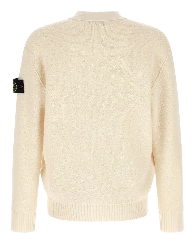 Stone Island Men's White Virgin Wool Cardigan Clothing White