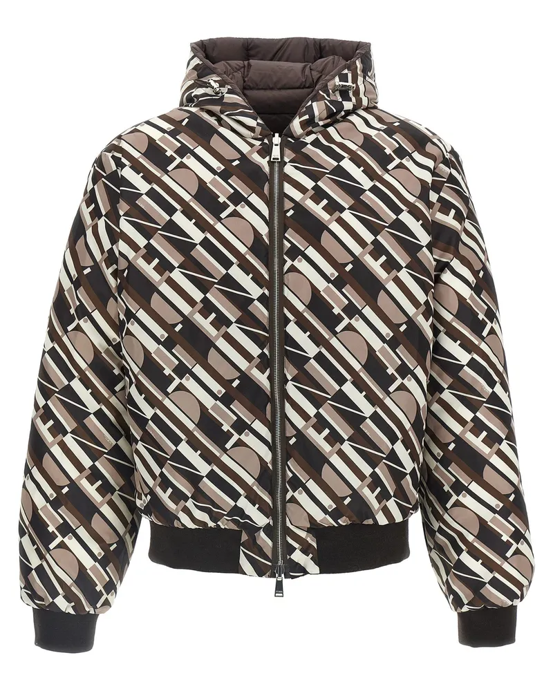 Fendi Men's Multicolor Polyester Shell Jacket Clothing Brown