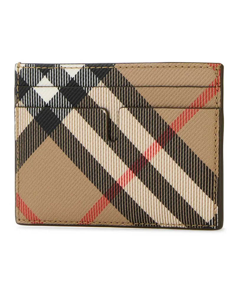 Burberry Men's Printed Canvas Card Holder Sand Polyurethane Polyester Cotton Portafogli Wallet Beige