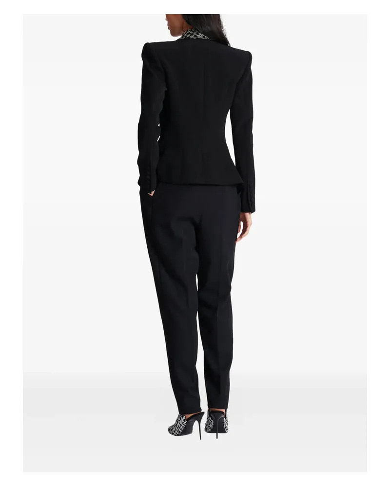Balmain Embroidered Peak-Lapel Blazer — Black Black
