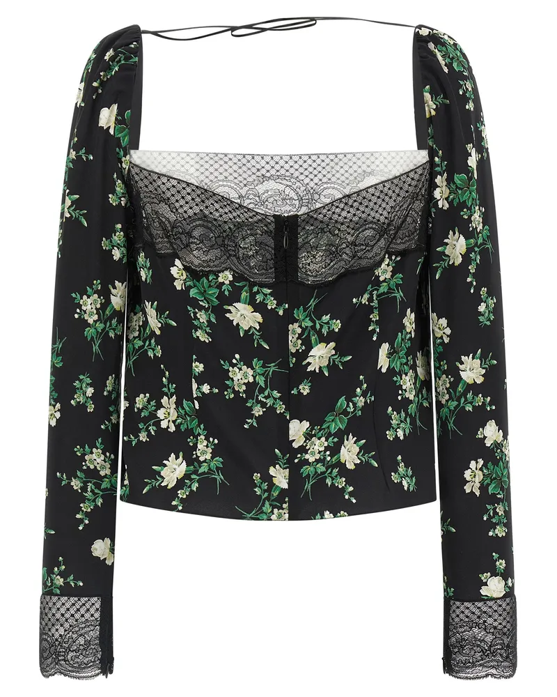 Dolce & Gabbana Floral Silk Blend Blouse — Black Black