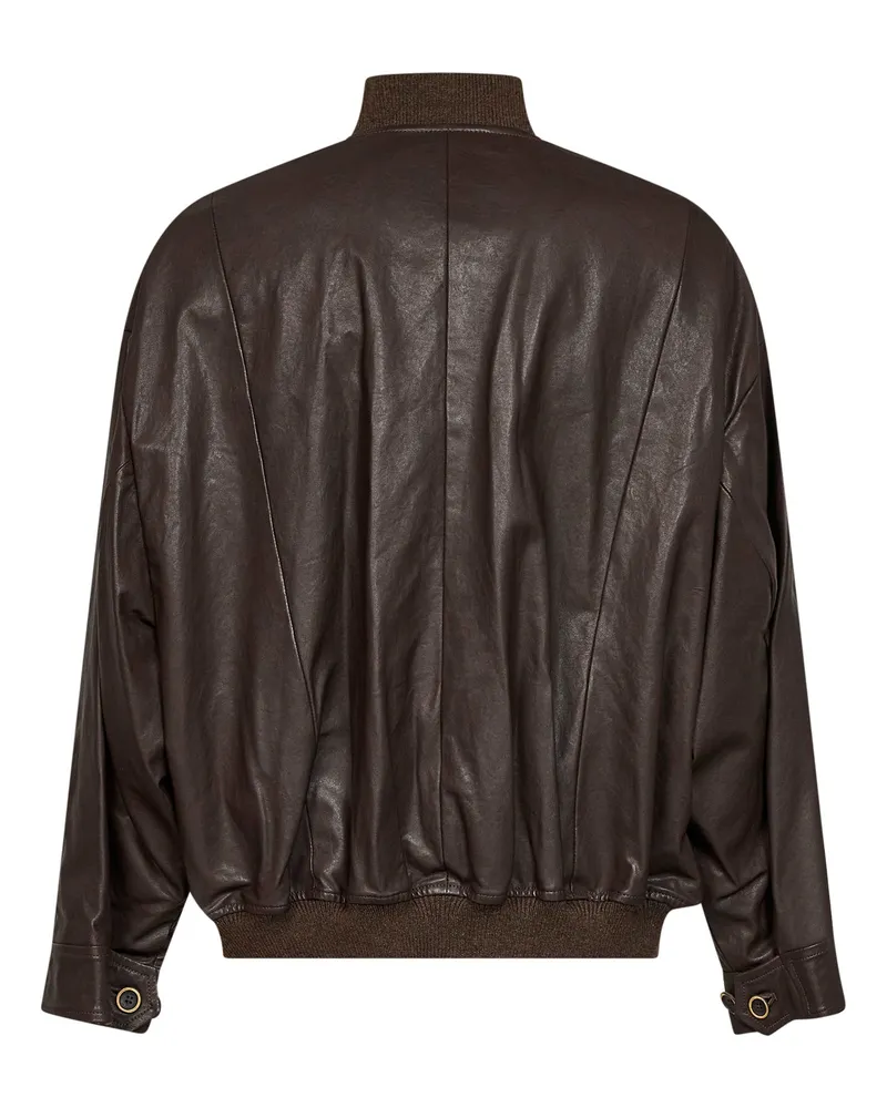Uma Wang Men's Bomber Jacket Jovan Brown Calf Leather Brown
