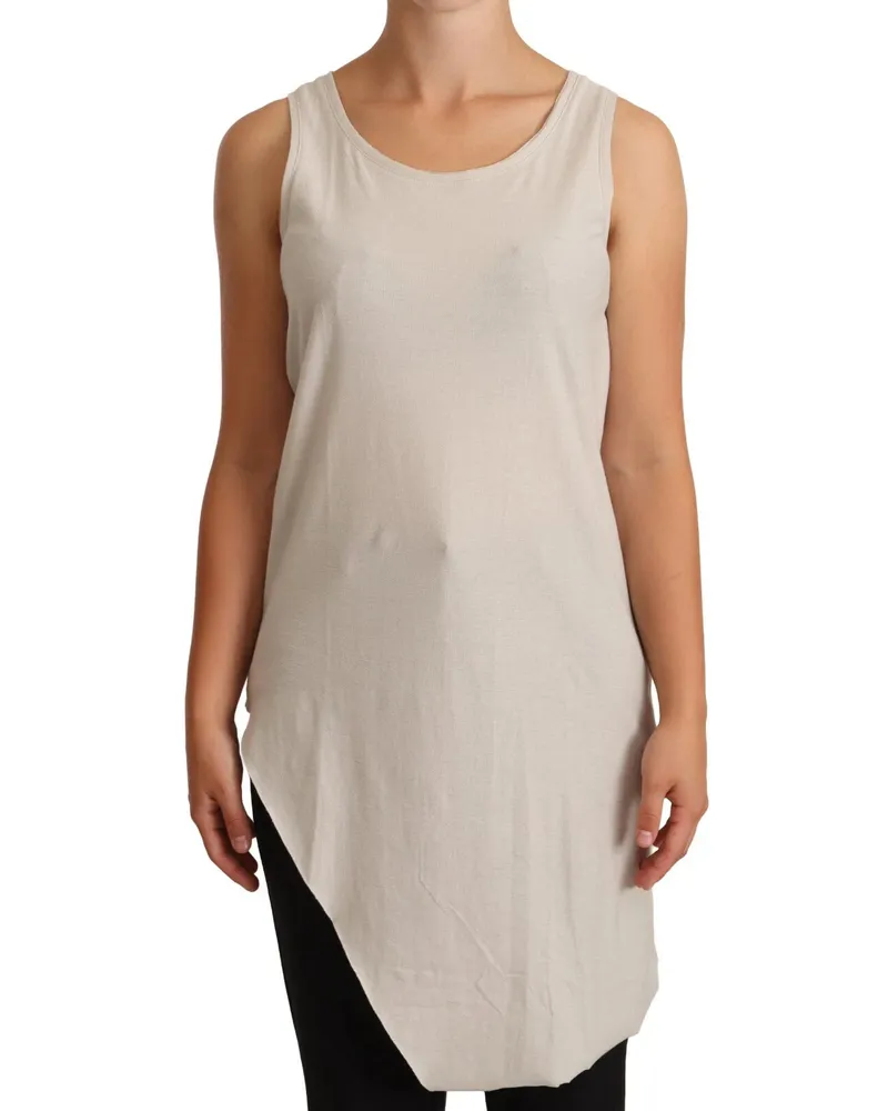 Max Mara Women's Light Gray Cotton Sleeveless Razor Back Tank Top Gray