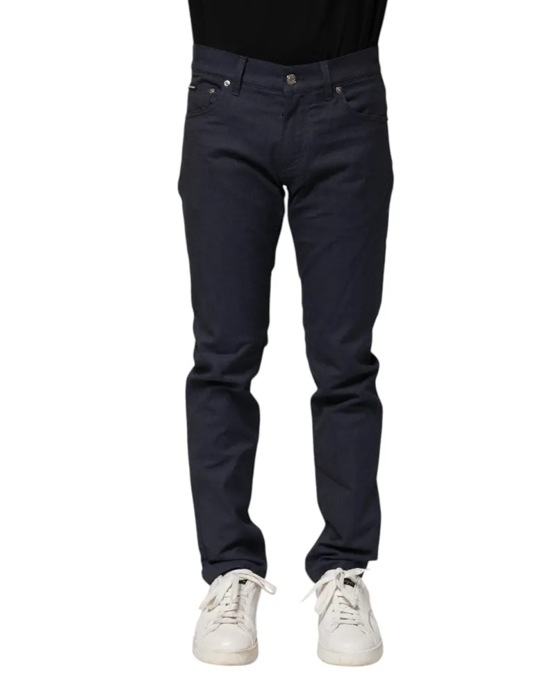 Dolce & Gabbana Men Dark Blue Cotton Skinny Denim Jeans Elastane Clothing Navy
