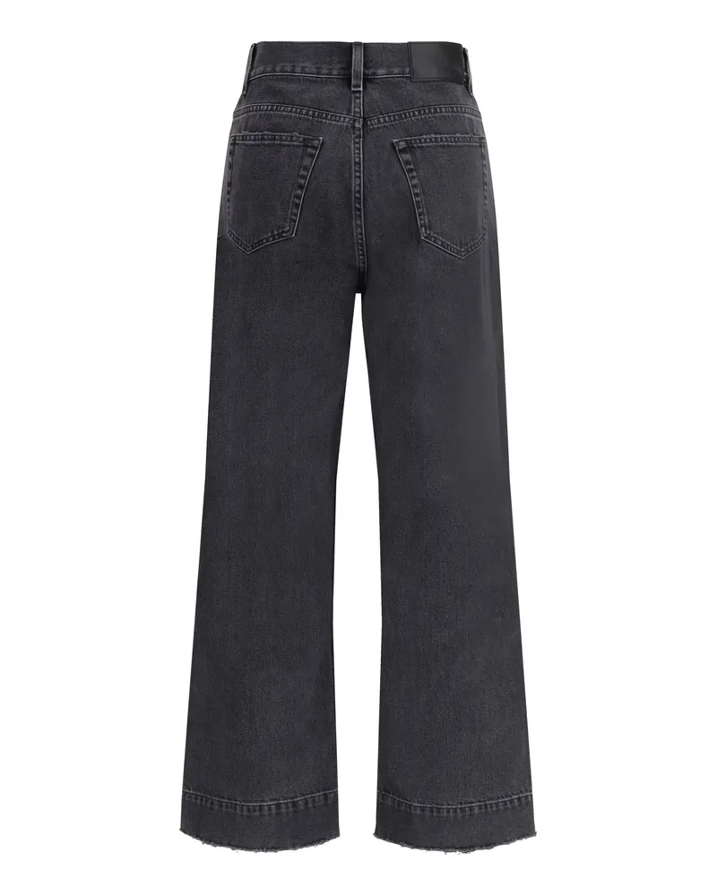 Chloé Women's High-Waisted Cropped Denim Jeans Asphalt Black Cotton Black