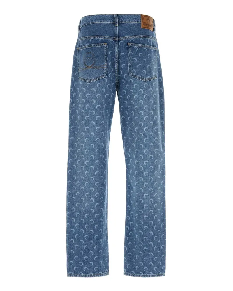 Marine Serre Men's Printed Denim Jeans Bl05lightblue Exterior: Cotton Blue