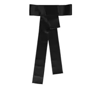 Women's Black Satin Wide Waist Belt Silk