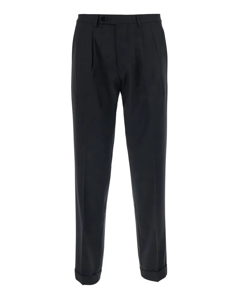 MICHAEL COAL Double-Pleated Wool Blend Trousers — Black Black