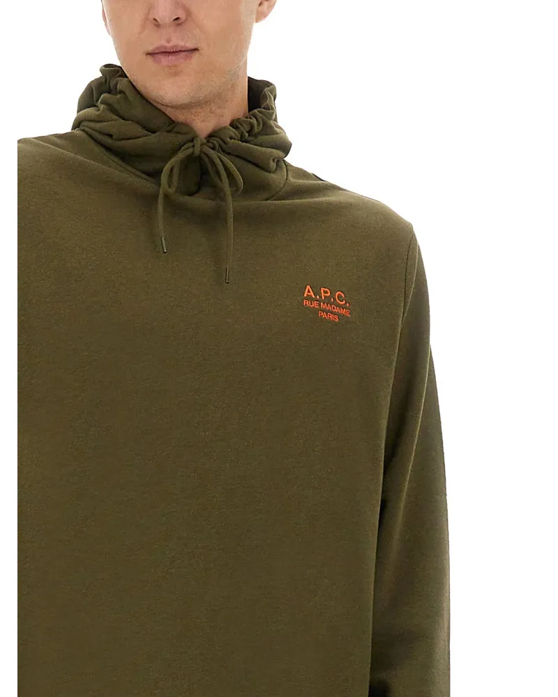 A.P.C. Organic Cotton Hoodie — Green Green