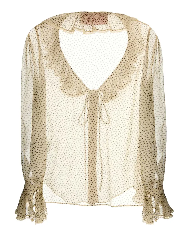 Valentino Garavani Women's Printed Georgette Shirt Betullanero Exterior: Silk Camicie Beige