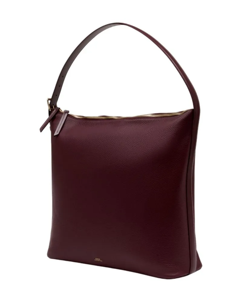 A.P.C. Women's Vera Maxi Shoulder Bag -  Leather Burgundy Cowhide Shoulder-Hobo-Bags Burgundy