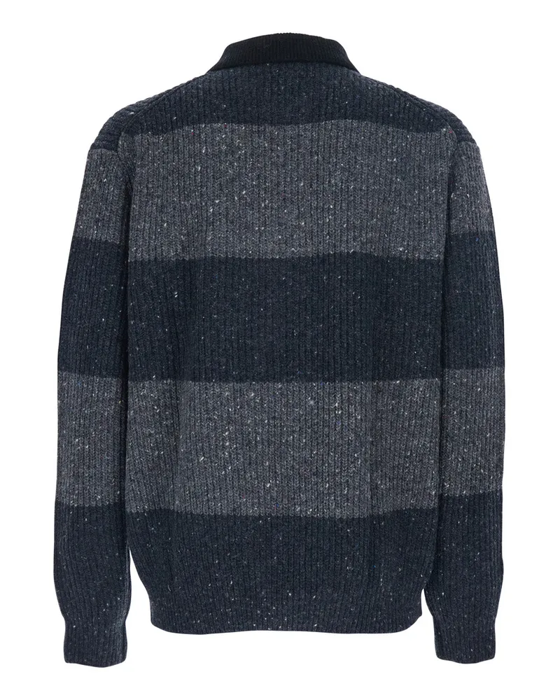 Dunst Striped Wool Blend Polo Shirt — Gray Gray