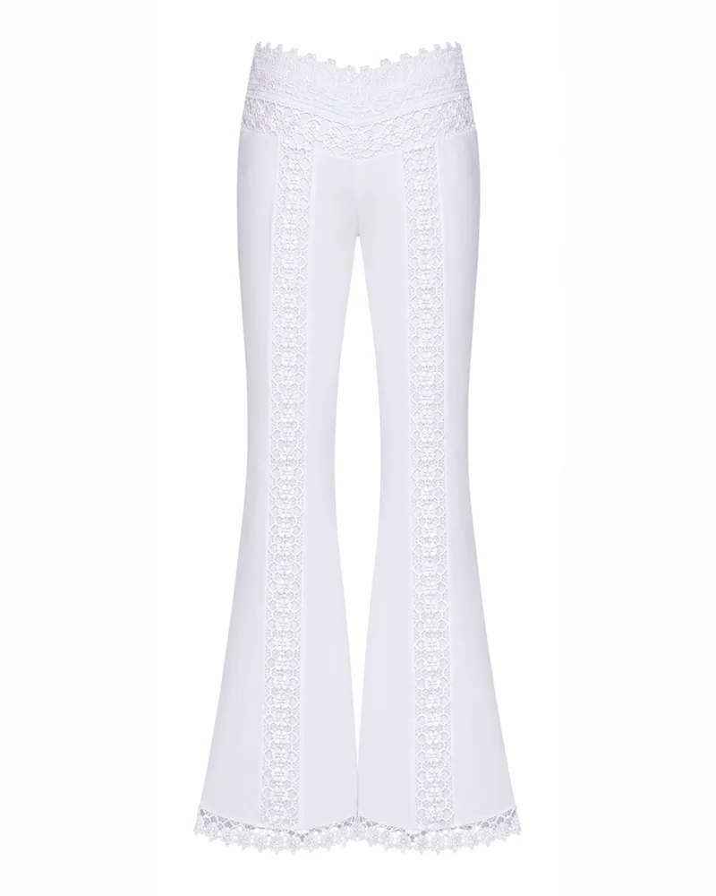 Charo Ruiz Women's Flared Trousers Vianora White Cotton White