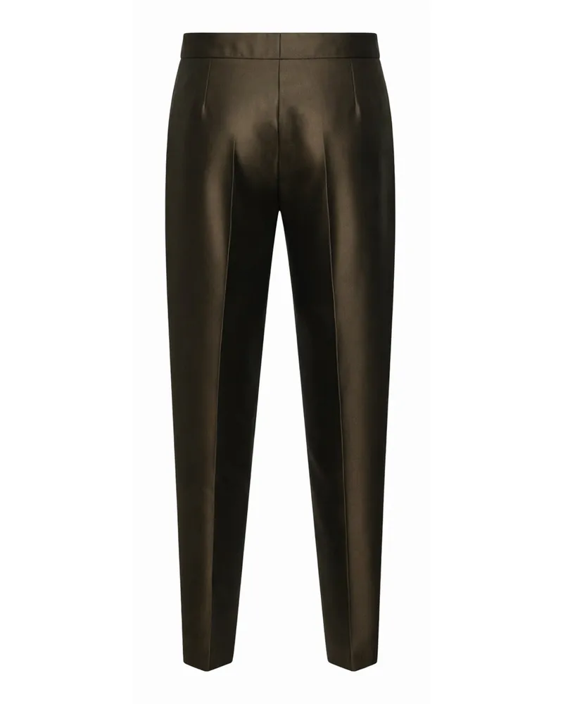 Max Mara Women's Trousers Mstzinco Khaki Green Silk-Blend Cotton Green
