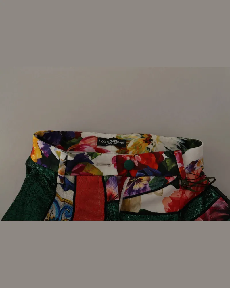 Dolce & Gabbana Women's Multicolor Patchwork Jacquard High Waist Pants Multicolor