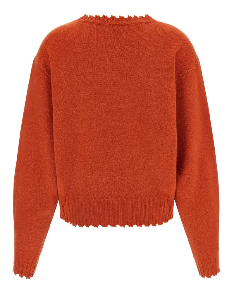 NUDE Frayed-Hem Cashmere Sweater — rust Rust