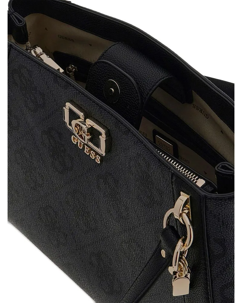 Guess Women's Shoulder Bag Coal Logo Polyurethane - Satchel-Bags Black
