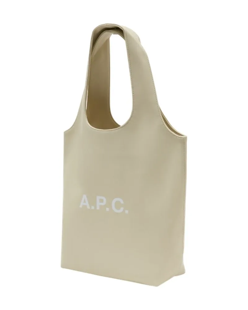 A.P.C. Unisex Ninon Small Shopper Bag -  Cotton White Totes-Shopping-Bags Beige
