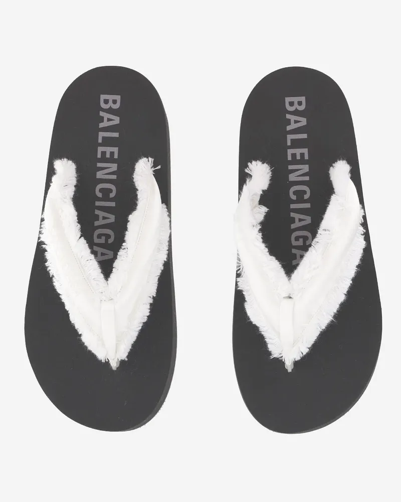 Balenciaga Women's Sandals Jet Lag Brushed Satin White Upper: Viscose Slippers Flat Shoes White