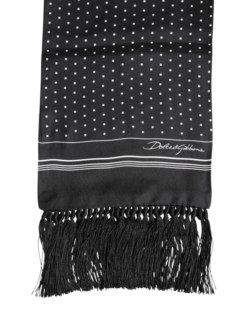 Dolce & Gabbana Men's Polka Dot Silk Foulard Scarf Black Black
