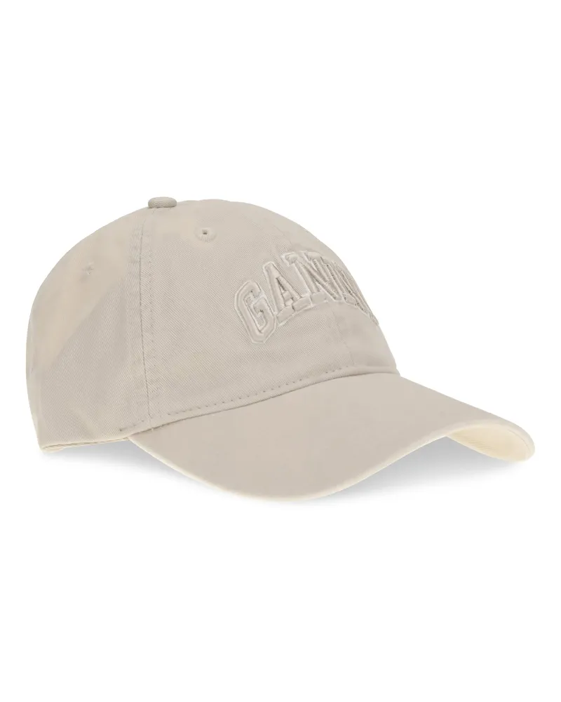Ganni Women's Canvas Cap With Logo Egret Cotton Hats E Hairbands Beige
