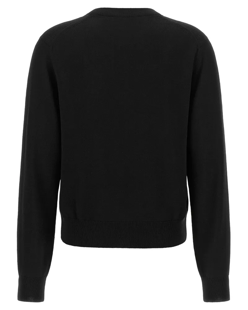 Kitsuné Embroidered Baby Fox Merino Wool Sweater — Black Black
