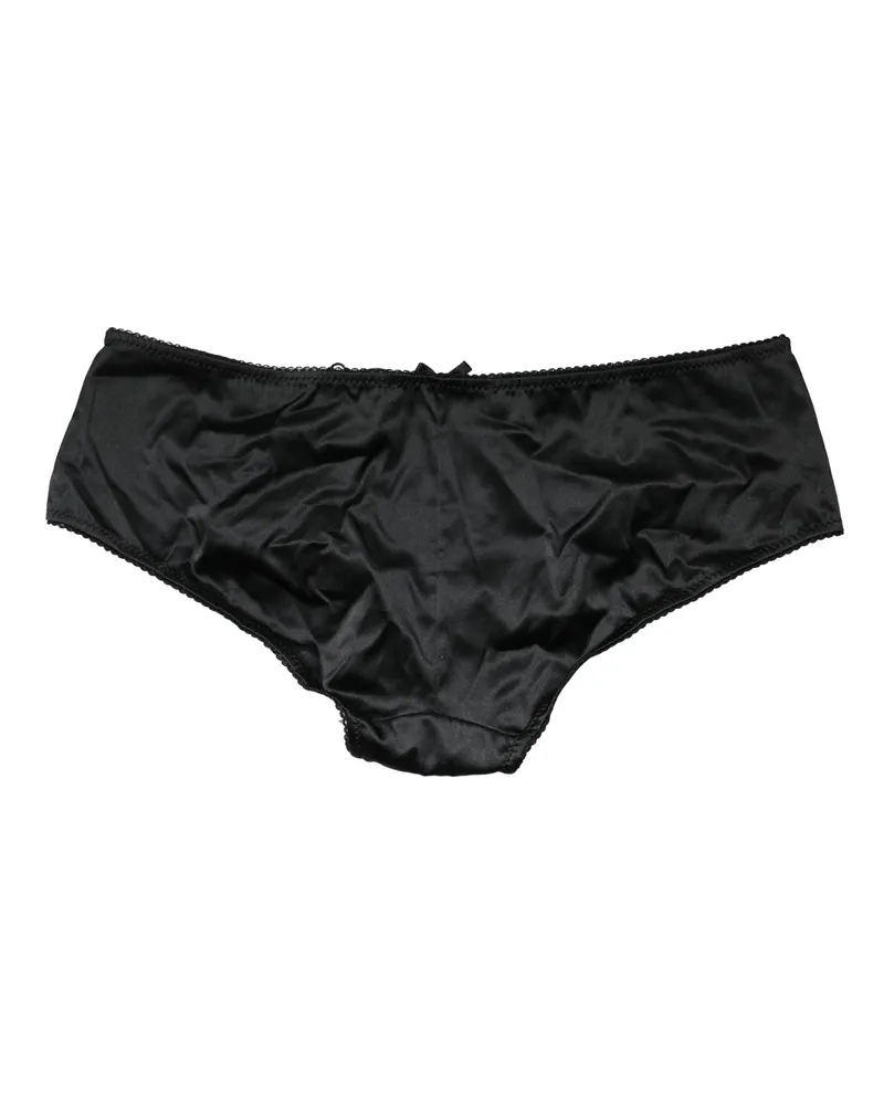 Dolce & Gabbana Women Black Silk Stretch Mid Waist Brief Panty Underwear Elastane Clothing Black