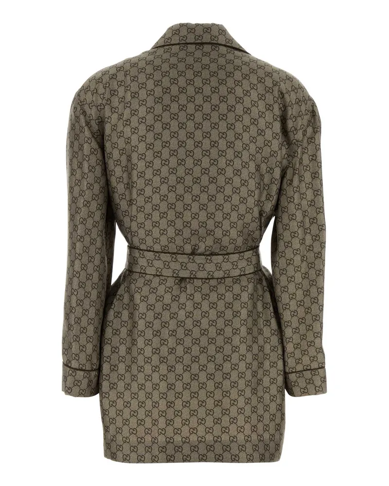 Gucci Women's Printed Twill Blazer Beigeebonymc Silk Camicie Shirt Beige