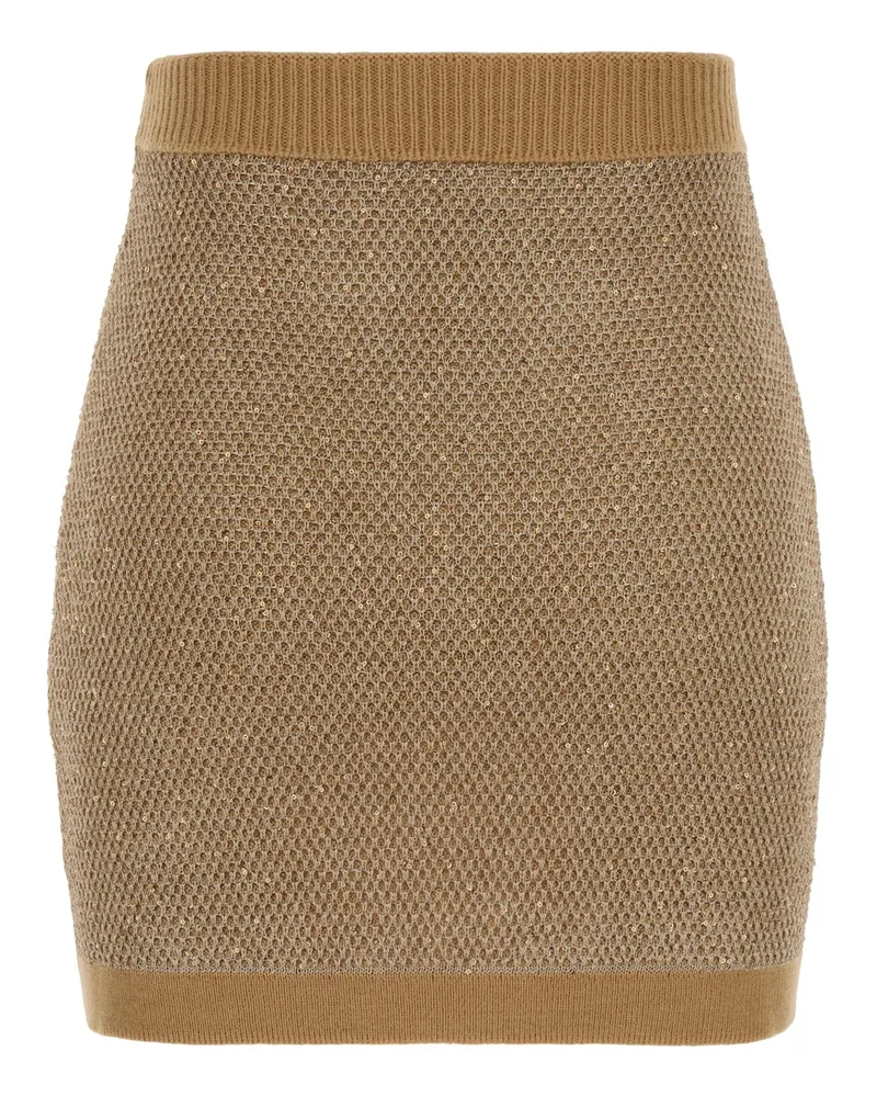 Elisabetta Franchi Women's Mini Gonna Maglia Honey Gonne Skirt Beige