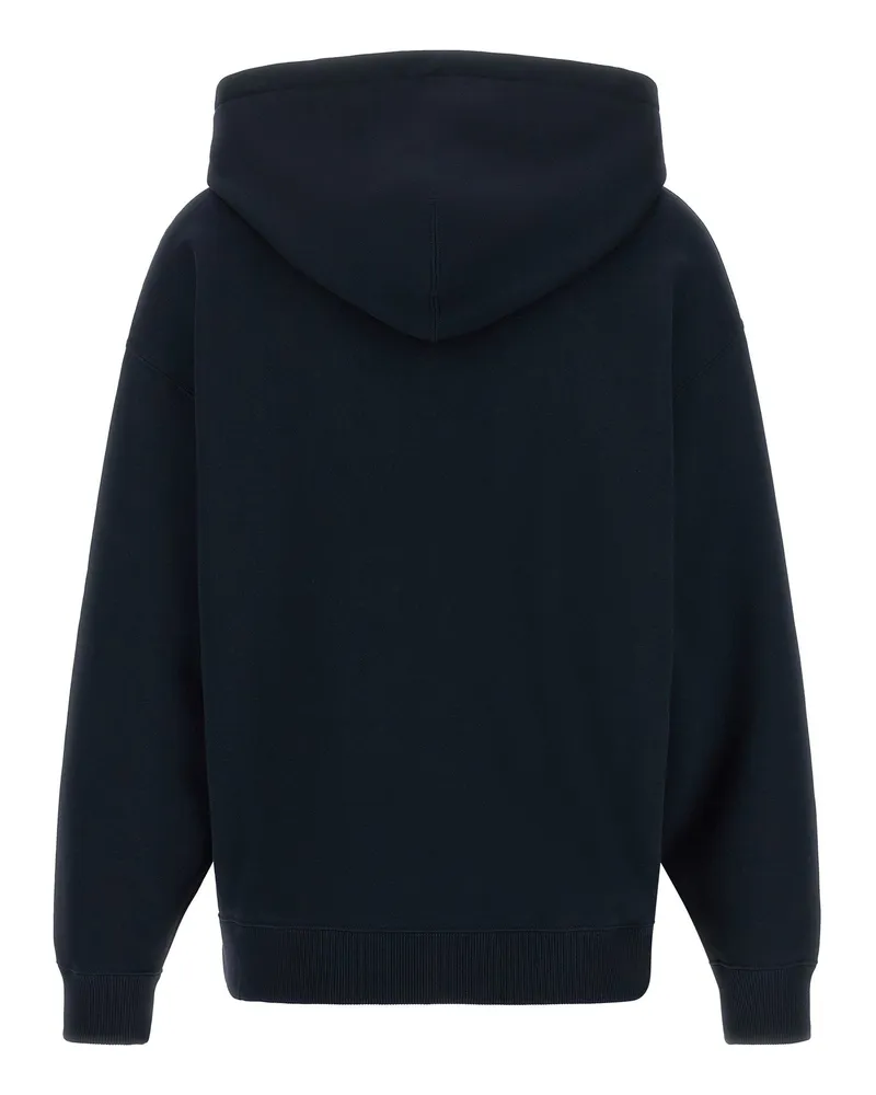 Jil Sander Logo-Print Cotton Hoodie — Navy Black
