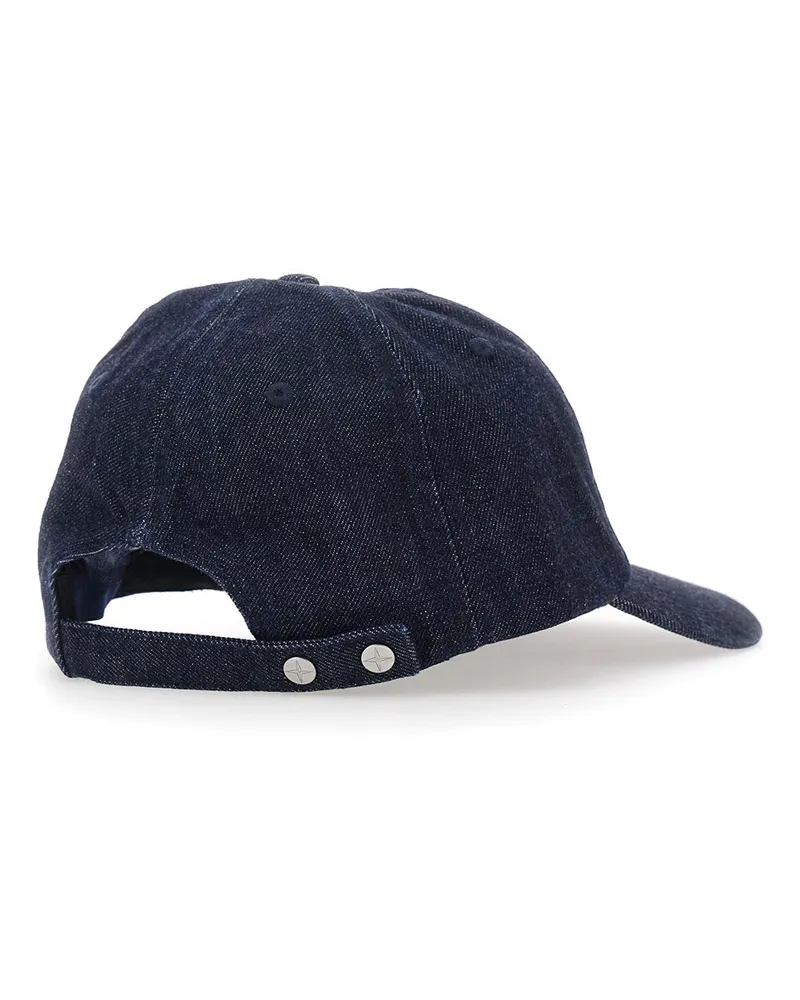 Stone Island Men's Baseball Cap Denim Blue Logo Cotton Hat Navy