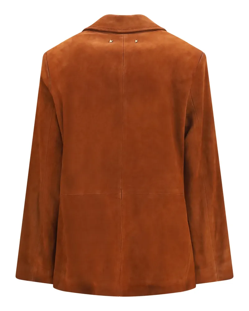 Golden Goose Women's Leather Jacket Single-Breasted Cambridge Brown Sheepskin Brown
