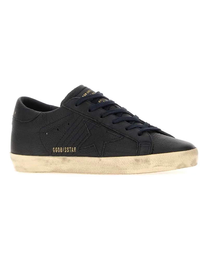 Golden Goose Women's Navy Blue Leather Super-Star Sneakers Black