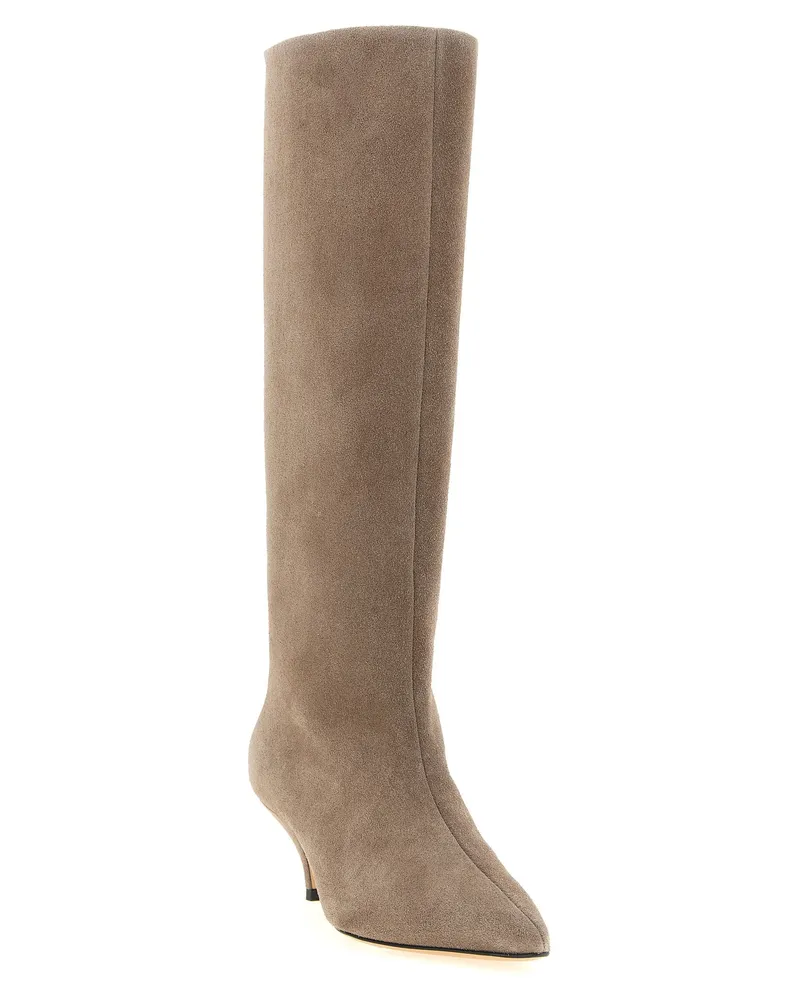 Fabiana Filippi Suede Kitten-Heel Boot — Beige Beige
