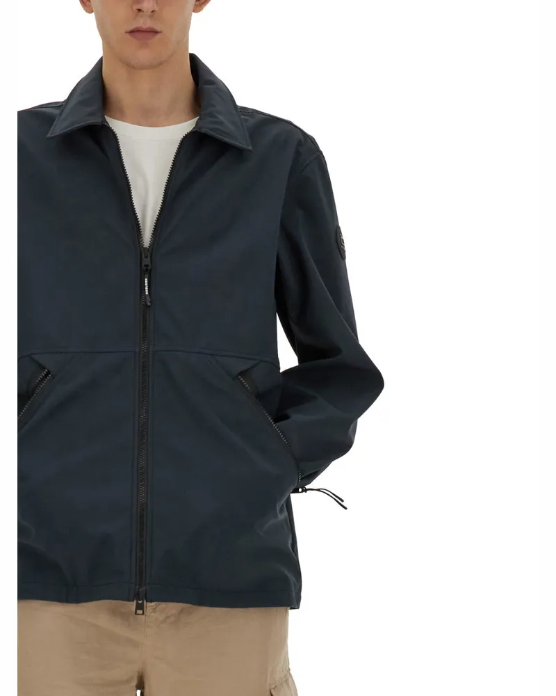 Woolrich Logo-Embroidered Polyester Jacket — Blue Blue