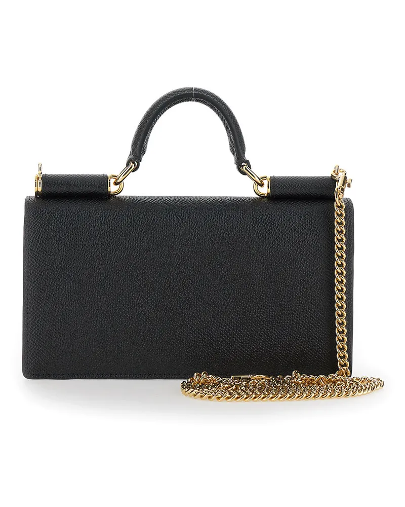 Dolce & Gabbana Women's Crossbody Bag Grained Leather Black Calf Shoulder Black
