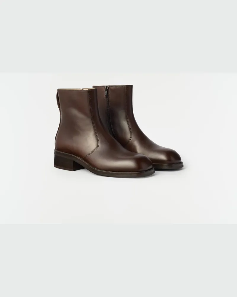 Christophe Lemaire Leather Zip Boots — Brown Brown
