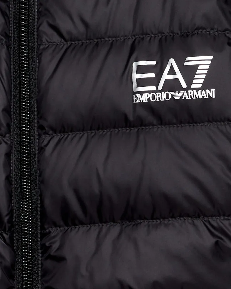 EA7 Men's Down Jacket Packable Zip Core Identity Black Polyamide Black