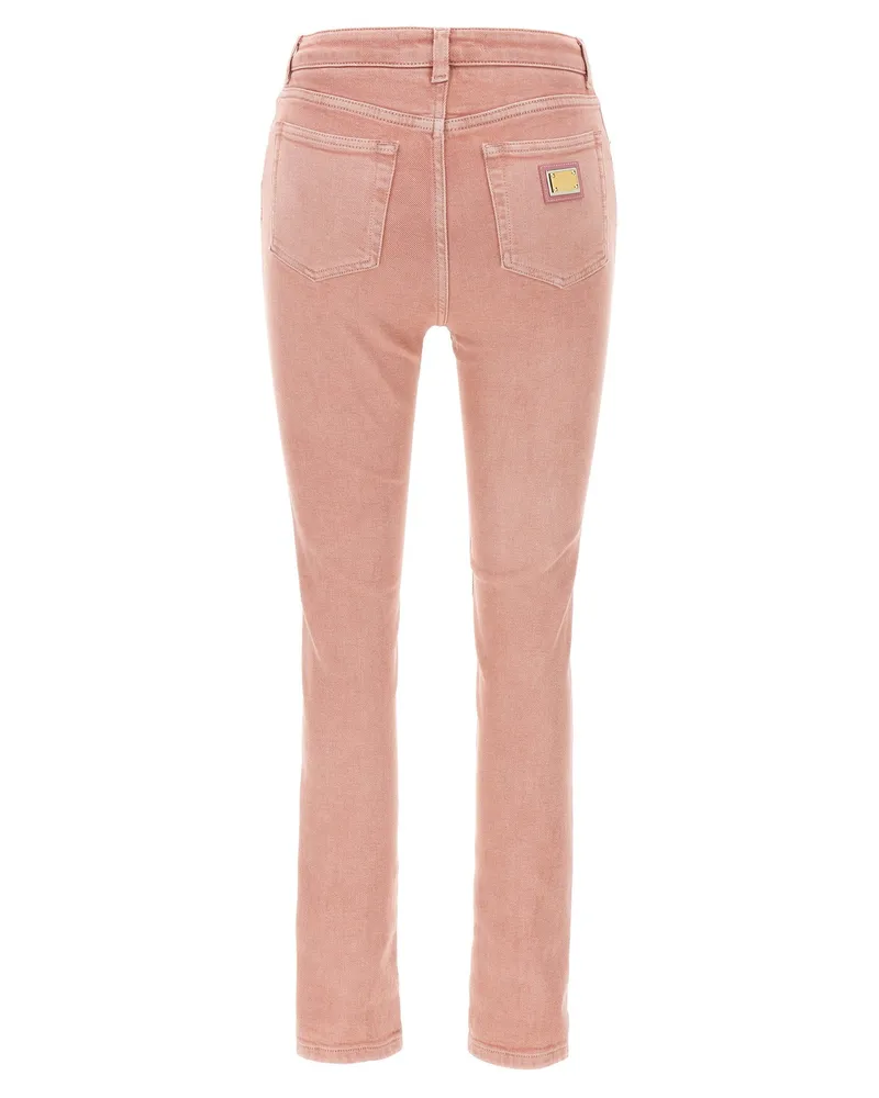 Dolce & Gabbana Garment-Dyed Stretch Denim Jeans — Rose Rose