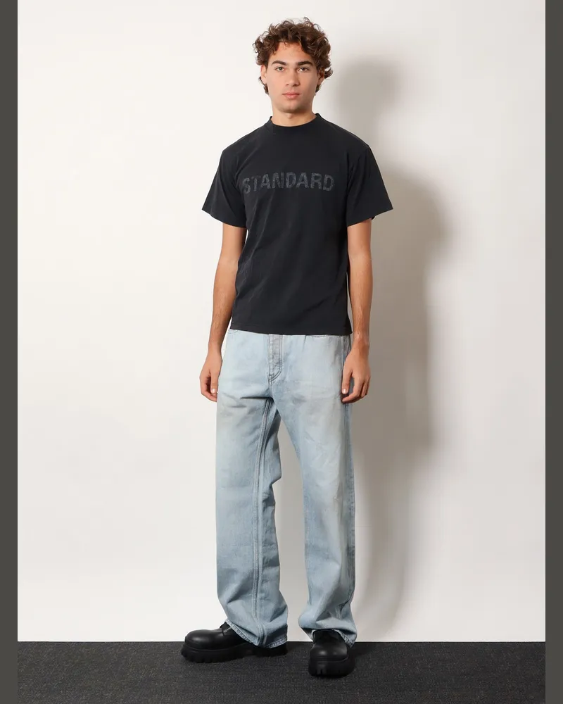 Balenciaga Men's Distressed Jeans Blue Cotton Blue
