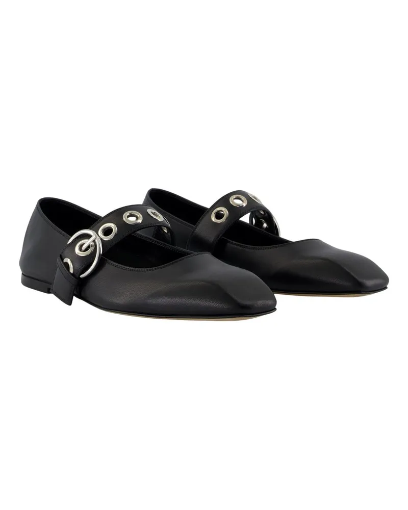 aeyde Women's Uma Eyelet Ballerinas -  Leather Black Calfskin Shoes Flat-Shoes Black