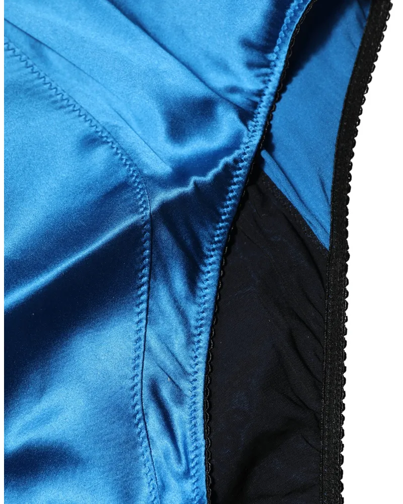 Dolce & Gabbana Women Blue Silk Blend High Waist Girdle Panty Underwear Elastane Clothing Blue