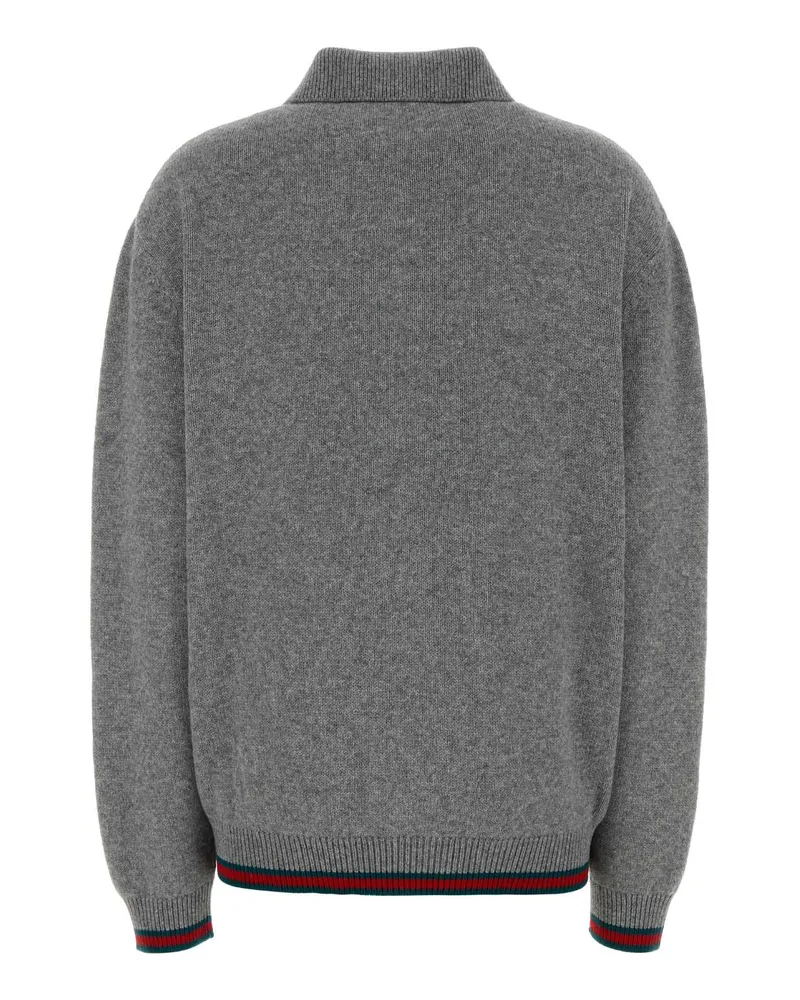 Gucci Women's Grey Wool Blend Oversize Cardigan Urbangreymc Exterior: Cashmere Maglieria Gray