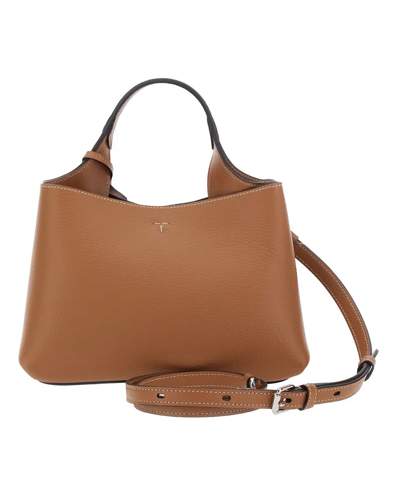 TOD'S Women's Top-Handle Handbag Brown Grained Leather Calf Handbags Hand Bags Brown