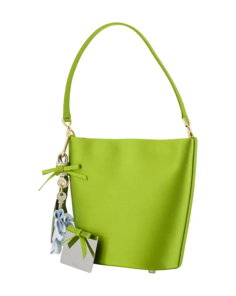 Self-Portrait Women's Bucket Bag - Self Portrait Synthetic Green Handbags-Purses Green