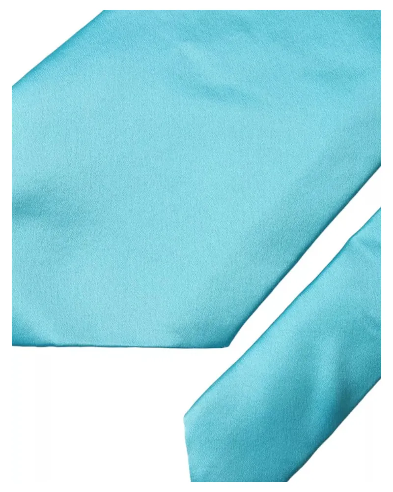 Dolce & Gabbana Light Blue Satin Silk Wide Adjustable Men Tie Blue