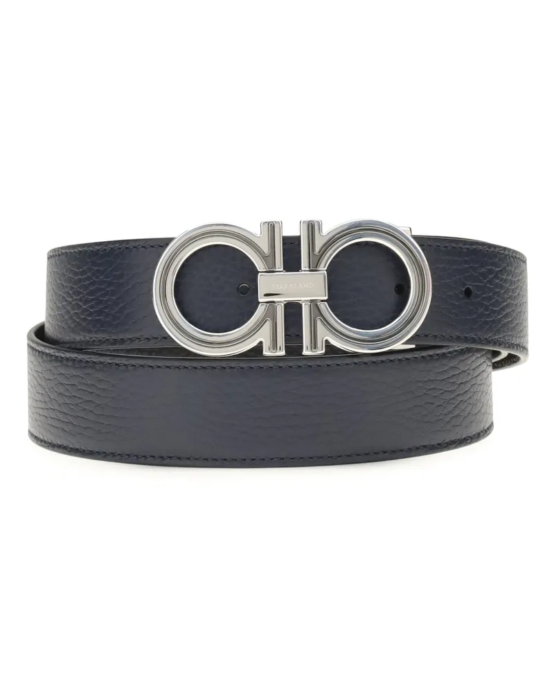 Ferragamo Men's Leather Belt Reversible New Navy Calf Navy