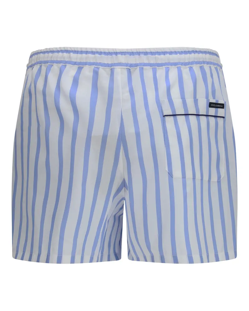 Dolce & Gabbana Men's Striped Poplin Bermuda Shorts Rigato Cotton; Silk Blue
