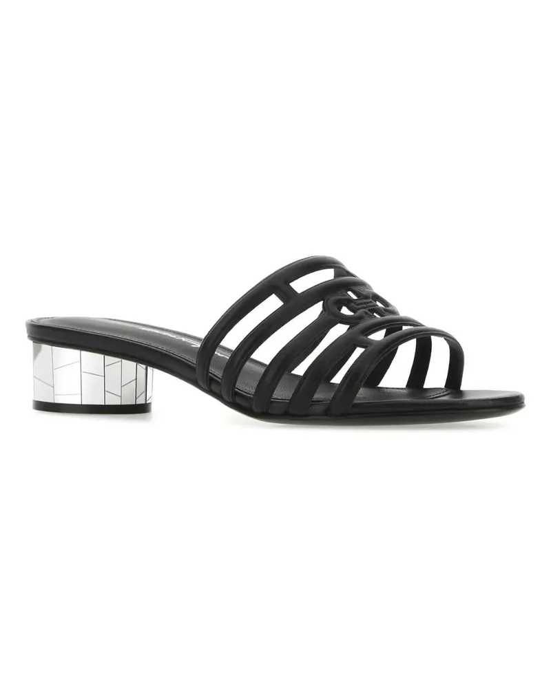 Ferragamo Women's Black Nappa Leather Finn Mules 001 Sandali Sandal Black